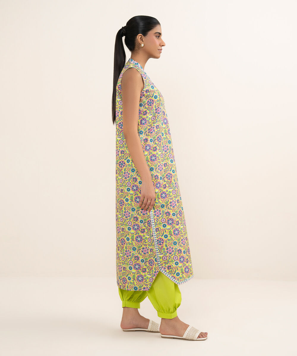 Women's Unstitched Cotton Printed Multi 2 Piece Suit