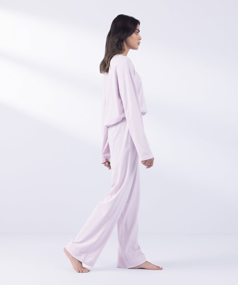 Woman - Pink And White Versa Striped Pajamas