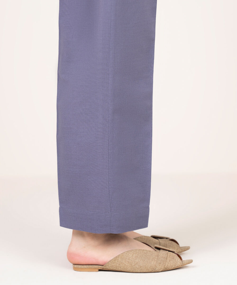Women's RTW Khaddar Solid Lilac Straight Pants