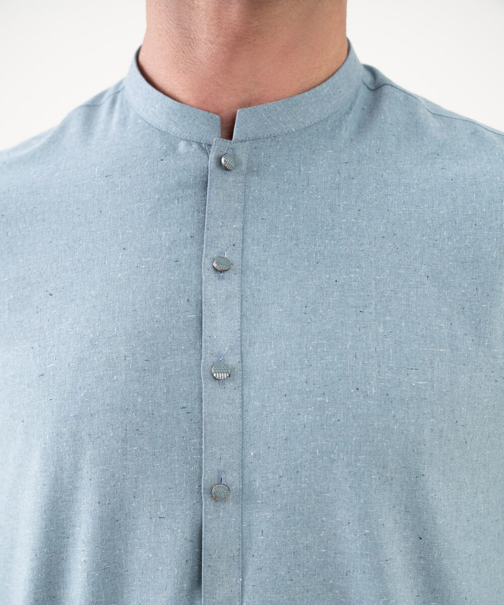 Men's Viscose Plain Sky Blue Kurta Trousers