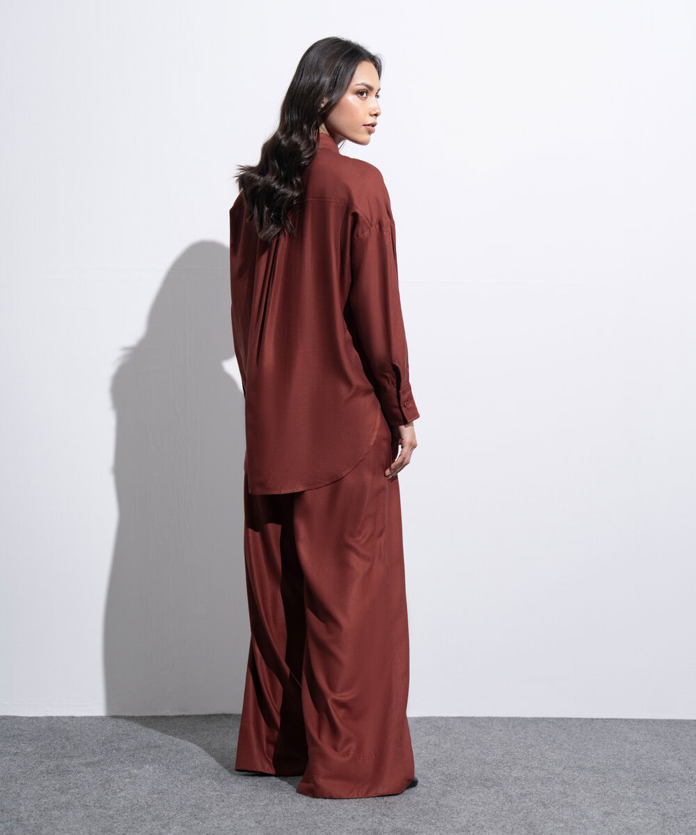 Women's Western Rust Loose-Fit Button Through  Shirt