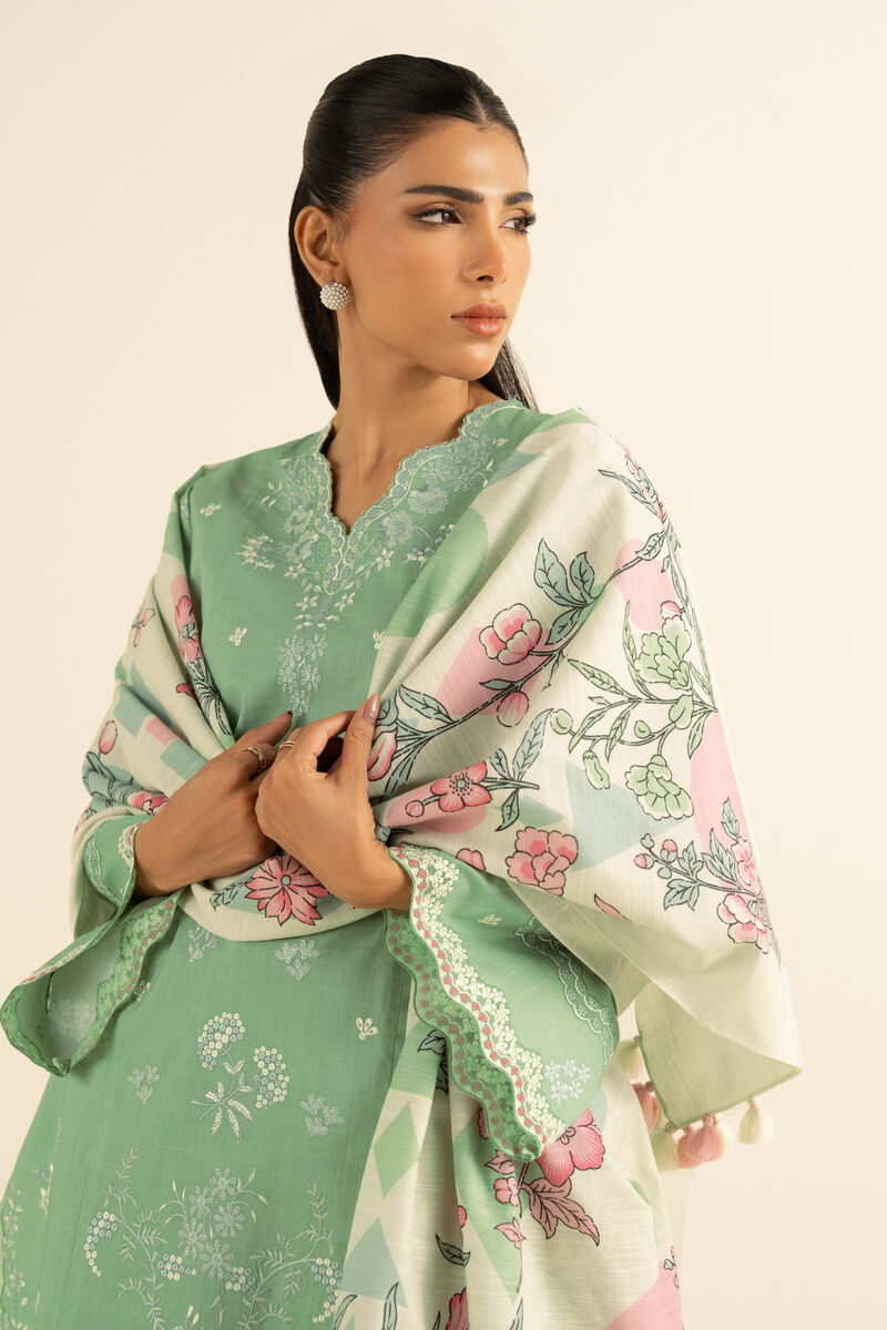 3 Piece - Embroidered Crosshatch Suit