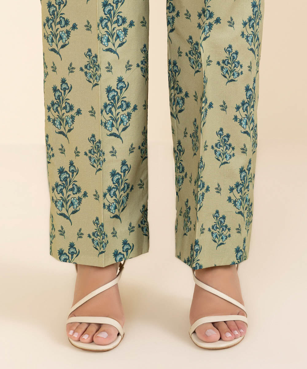 Woman - Green 3 Piece - Embroidered Cotton Suit