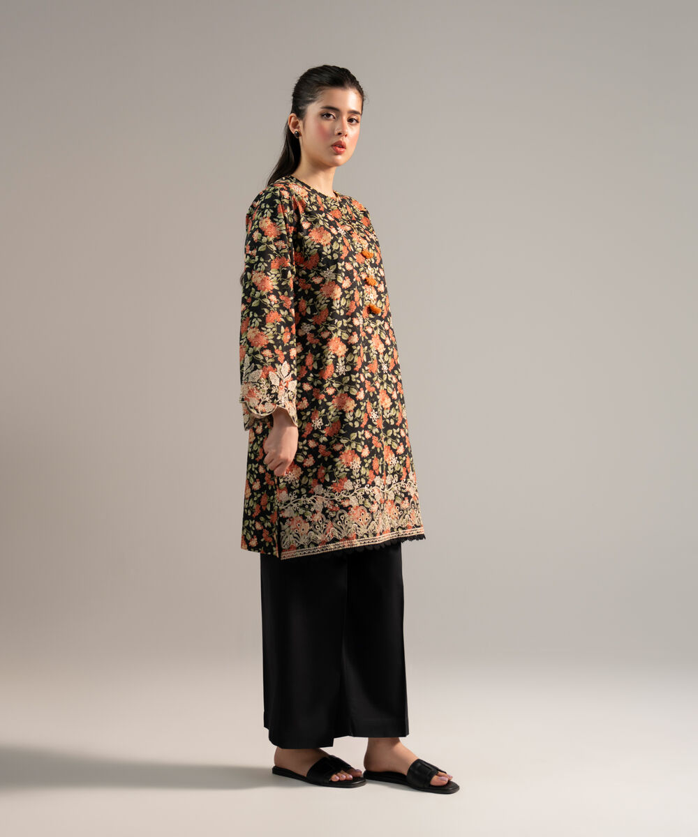Women's RTW Lawn Embroidered Black 2 Piece Suit