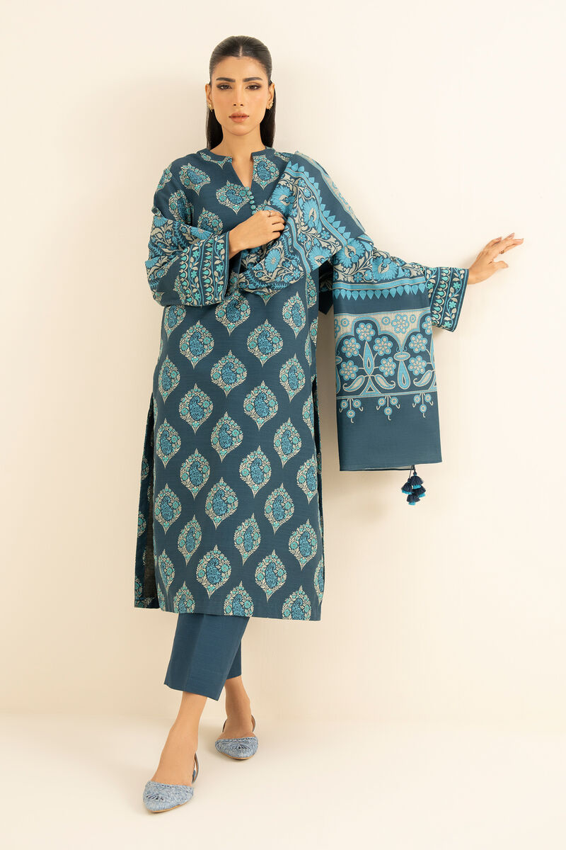 3 Piece - Printed Cotton  Suit