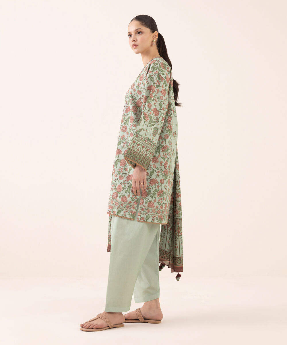 Women's Unstitched Cotton Printed Three Piece Suit