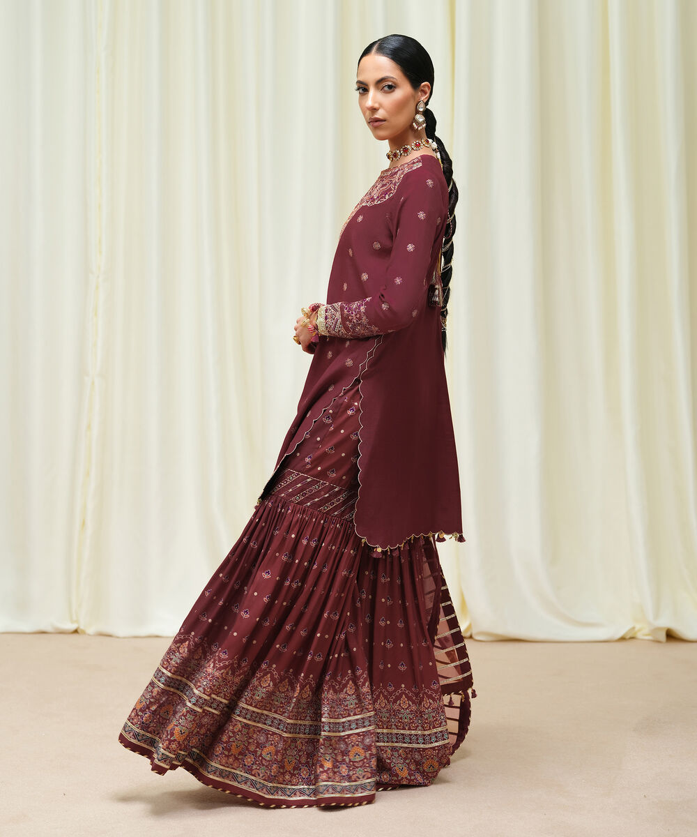 Women's Unstitched Viscose Raw Silk Dyed Three Piece Suit