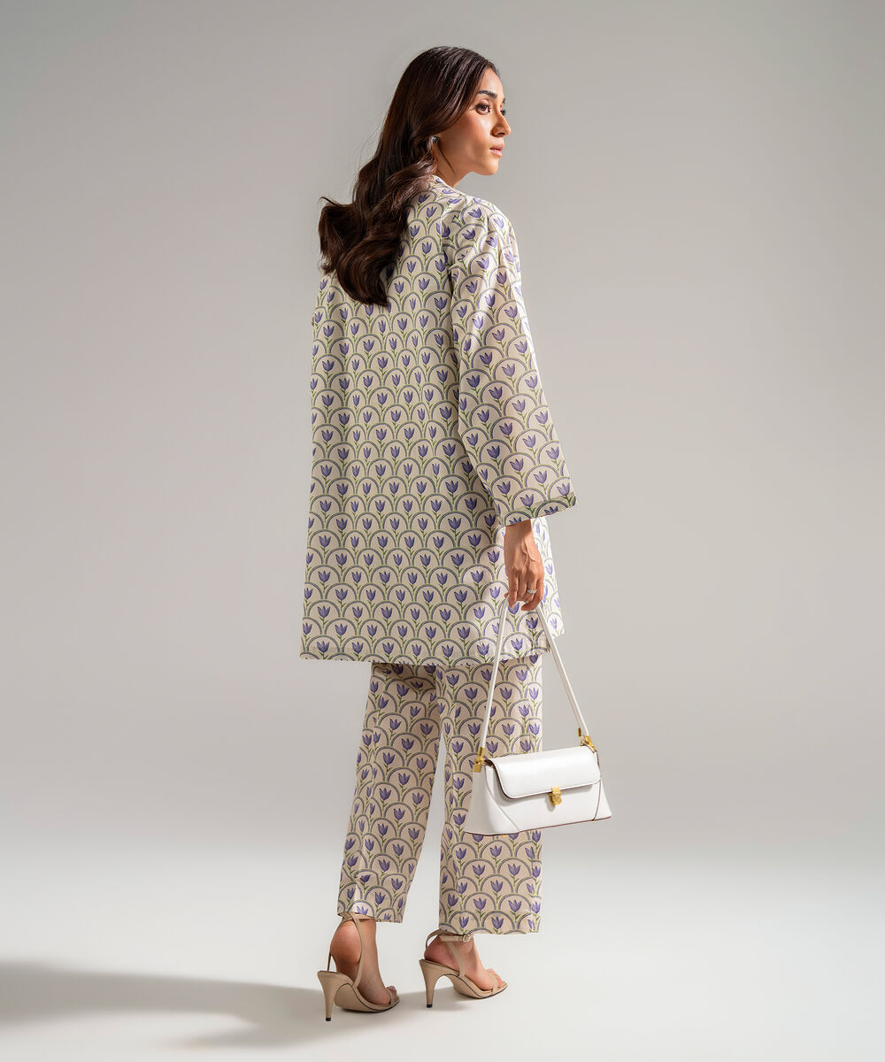 Women's RTW Cambric Embroidered Off White 2 Piece Suit