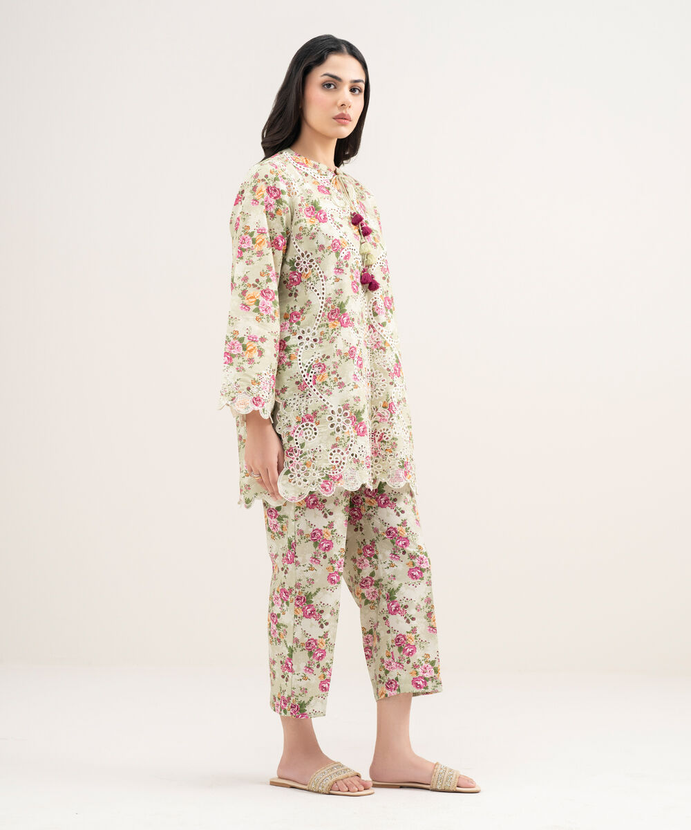 Women's RTW Zari Cotton Embroidered Multi Straight Shirt
