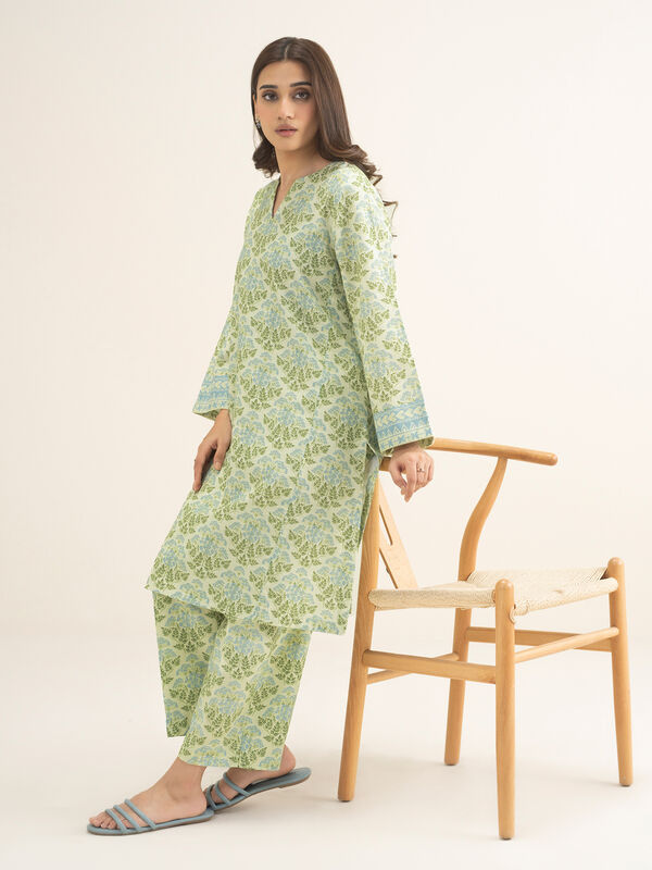 2 Piece - Printed Cross Hatch Viscose Suit