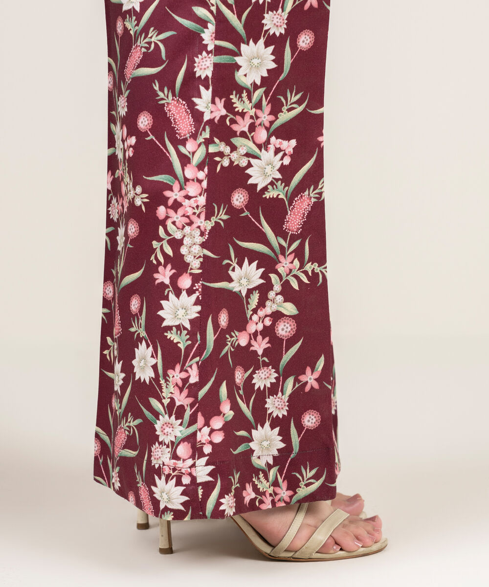 Women's RTW Cambric Printed Purple Flared Pants