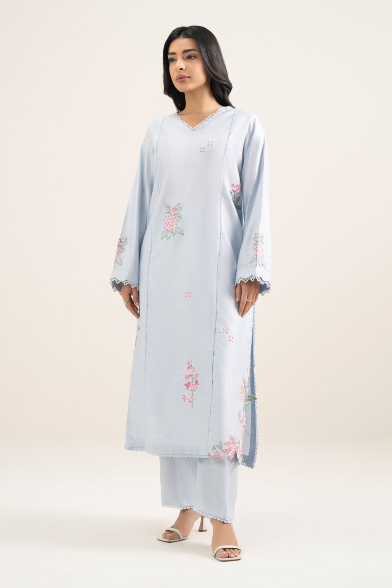 2 Piece - Embroidered Cotton Net Suit