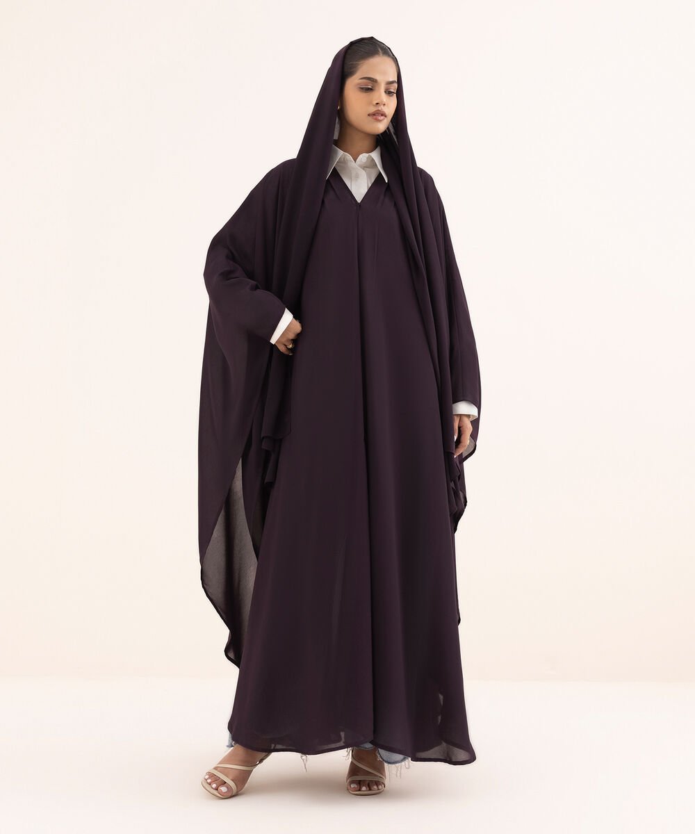 Women's Purple Chiffon Abaya Set