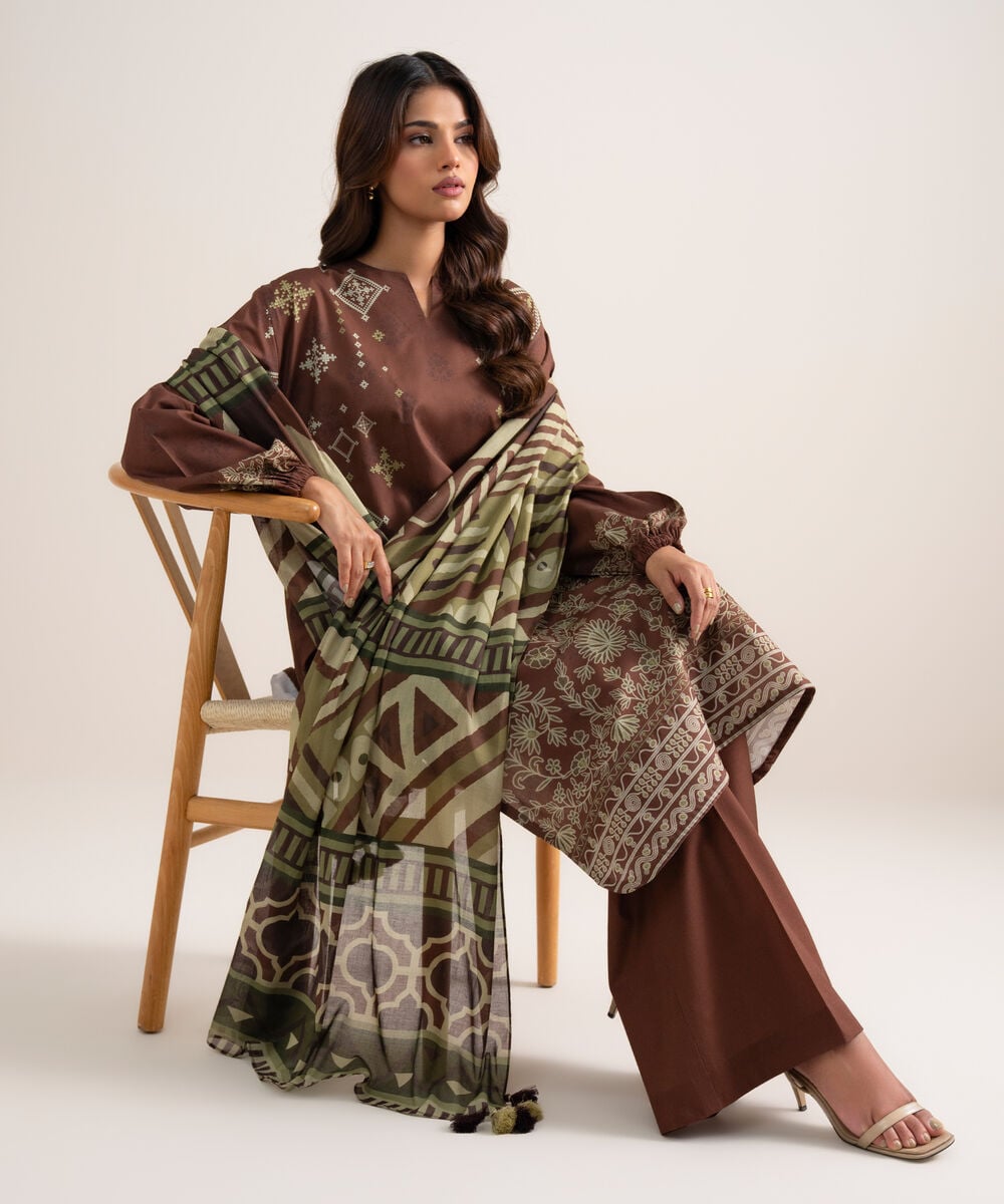3 Piece - Printed Lawn Suit — Sapphire view 4