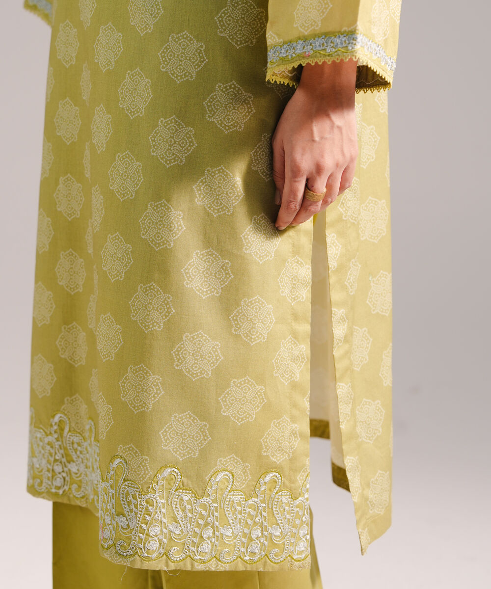 Women's RTW Lawn Embroidered Mint Green 2 Piece Suit