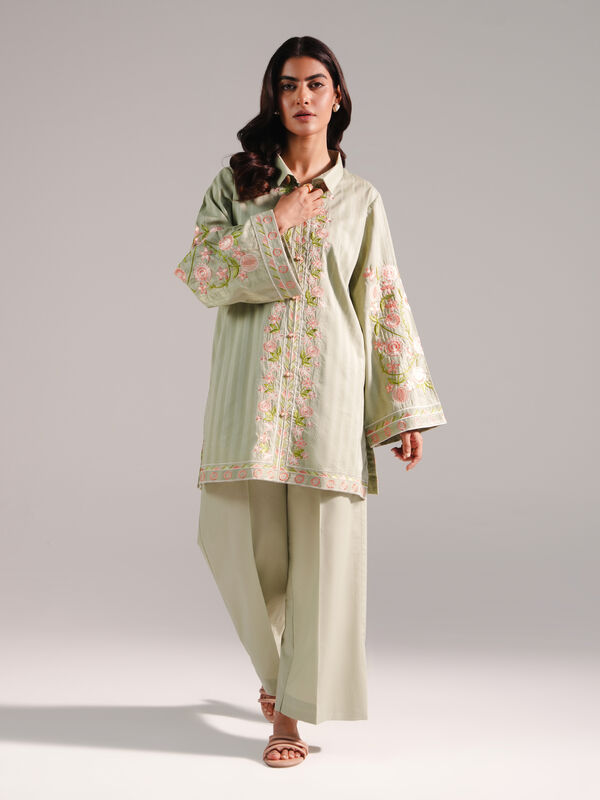 2 Piece - Embroidered Dobby Suit