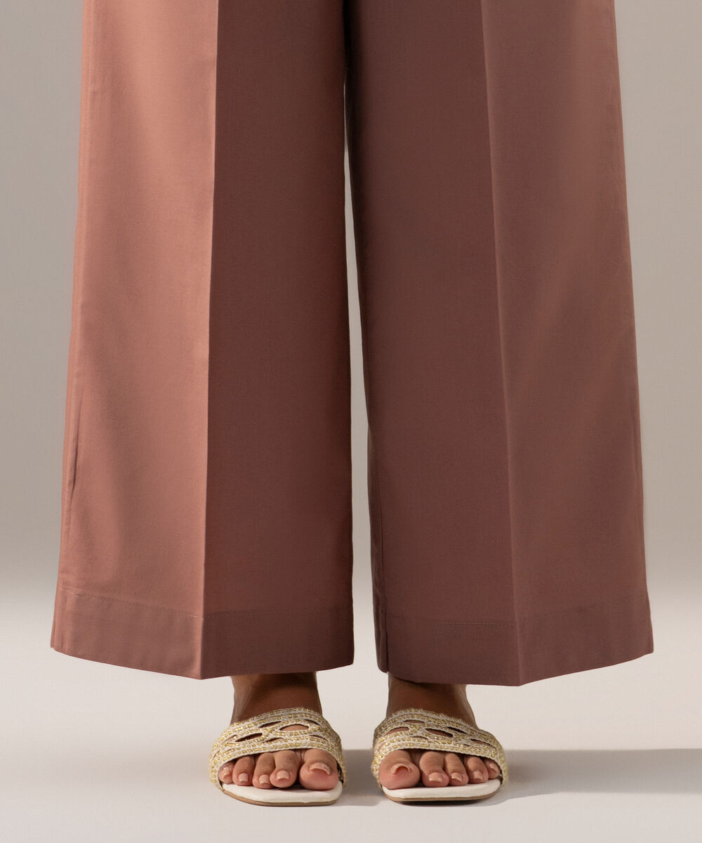 Women's RTW Cambric Solid Muted Pink Farshi Shalwar
