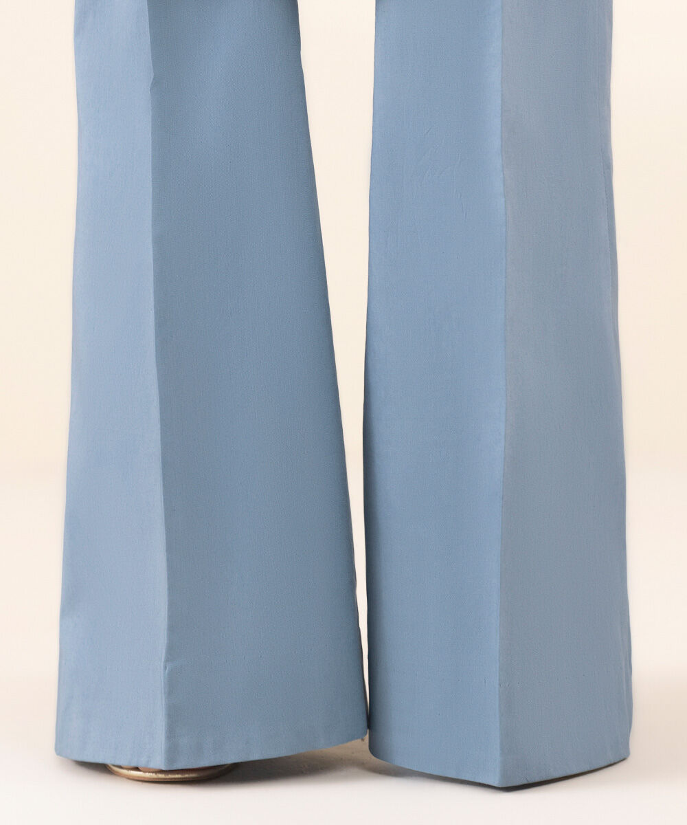 Women's Unstitched Blue Cotton Jacquard, Cotton, Jacquard 3 Piece Suit