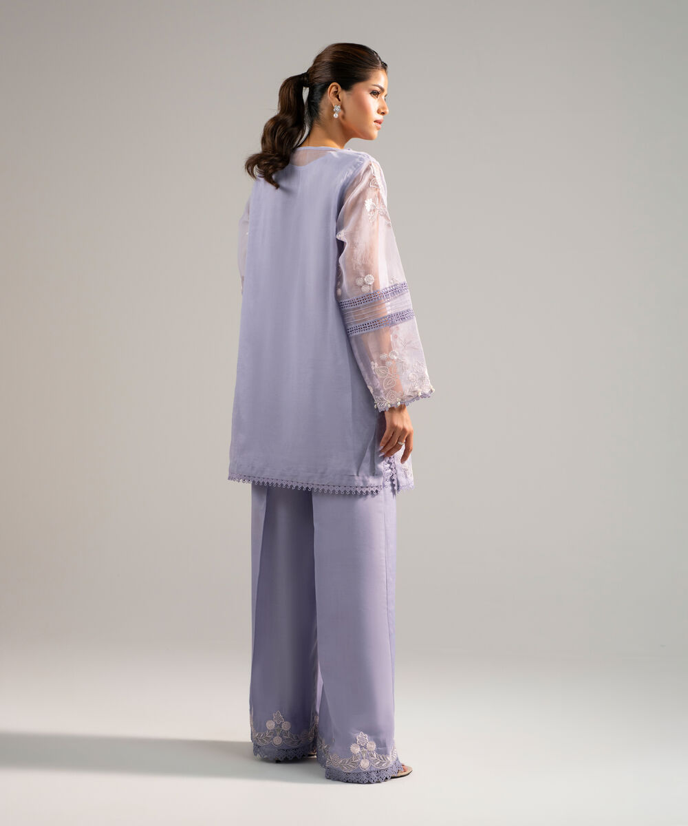 Women's RTW Organza Embroidered Lilac 2 Piece Suit