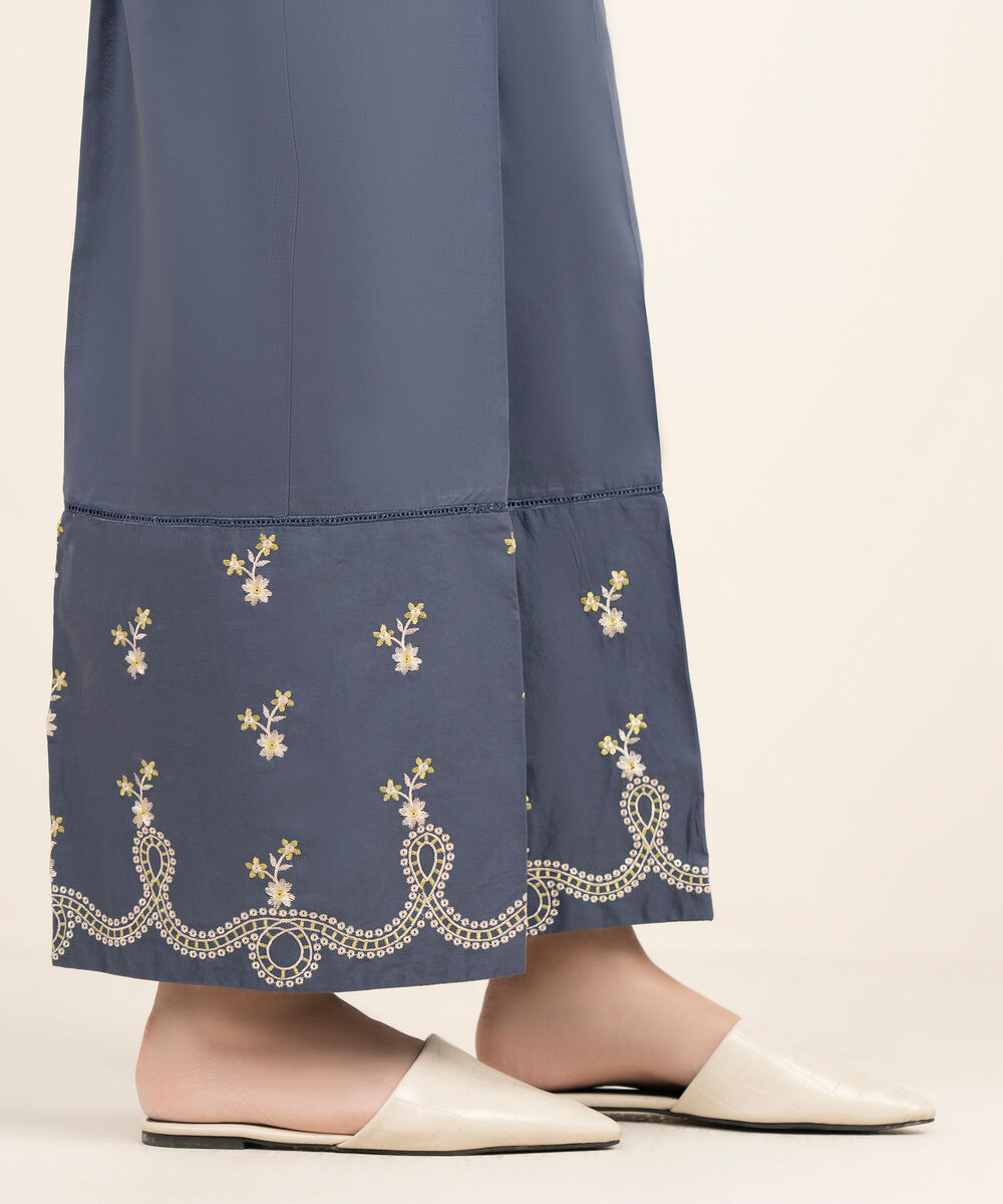 Women's RTW Cambric Embroidered Blue Culottes