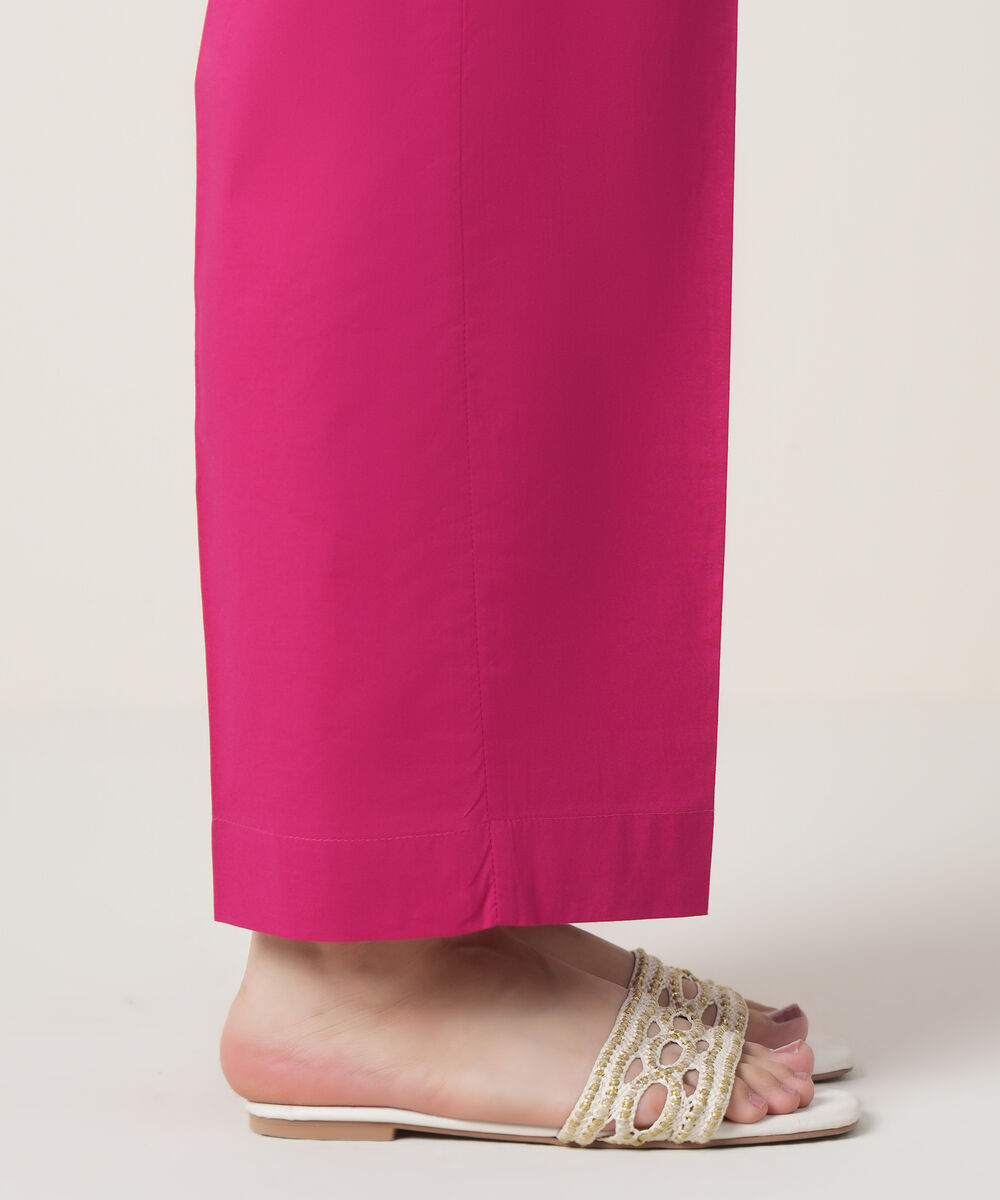 Women's RTW Cambric Pink Solid Trousers