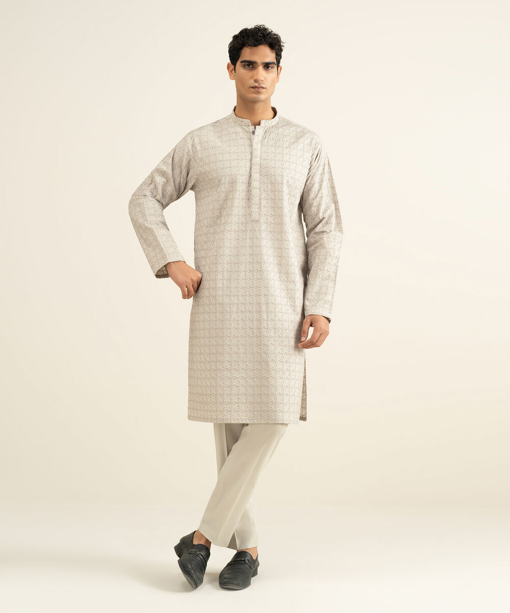 Men's beige 100% Cotton Kurta Trouser