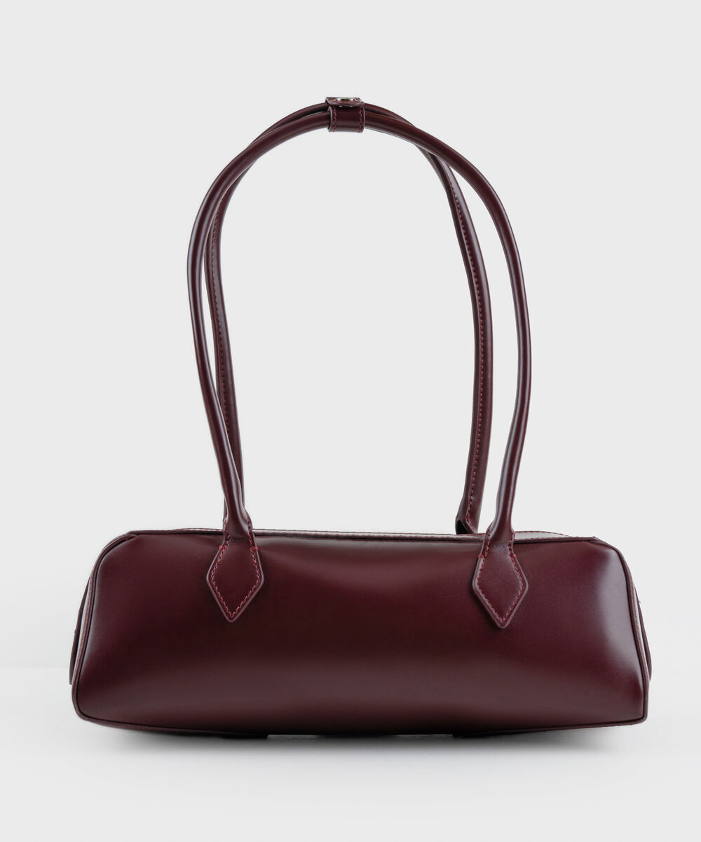 Women's Maroon Structured Shoulder Bag