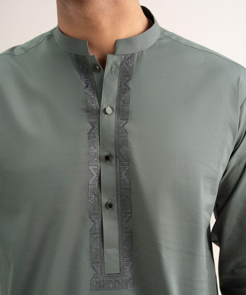 Men'S Stitched Grey Premium Cotton Suit