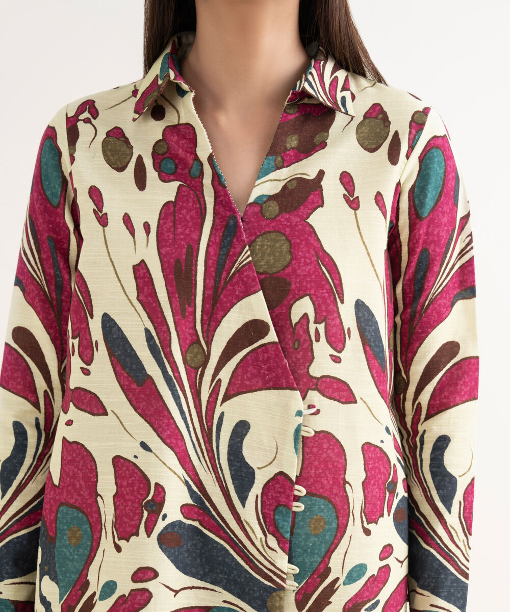 Women's Unstitched Khaddar Printed Multi Shirt