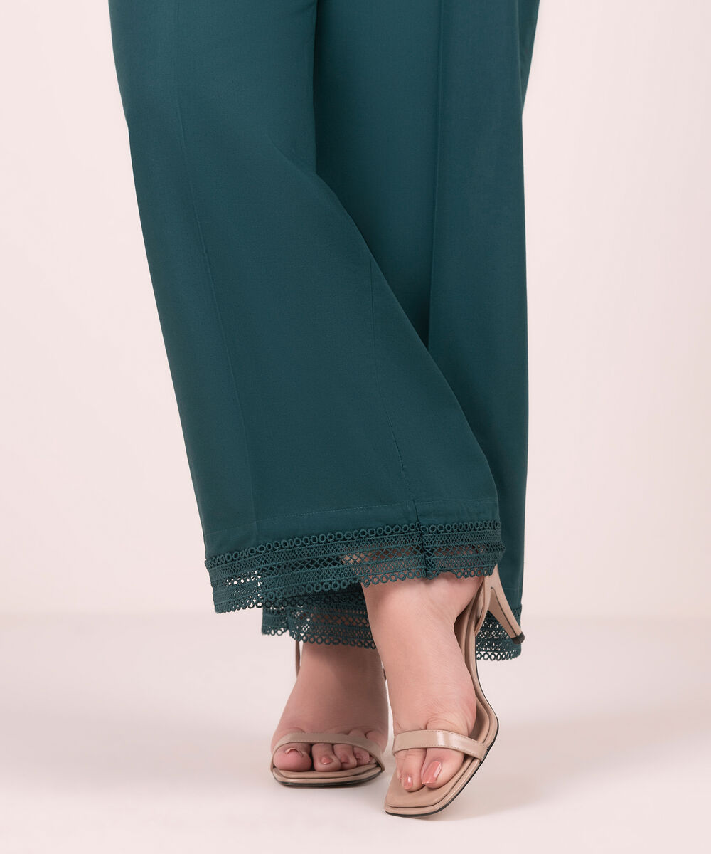 Women's RTW Lawn Solid Teal Culottes