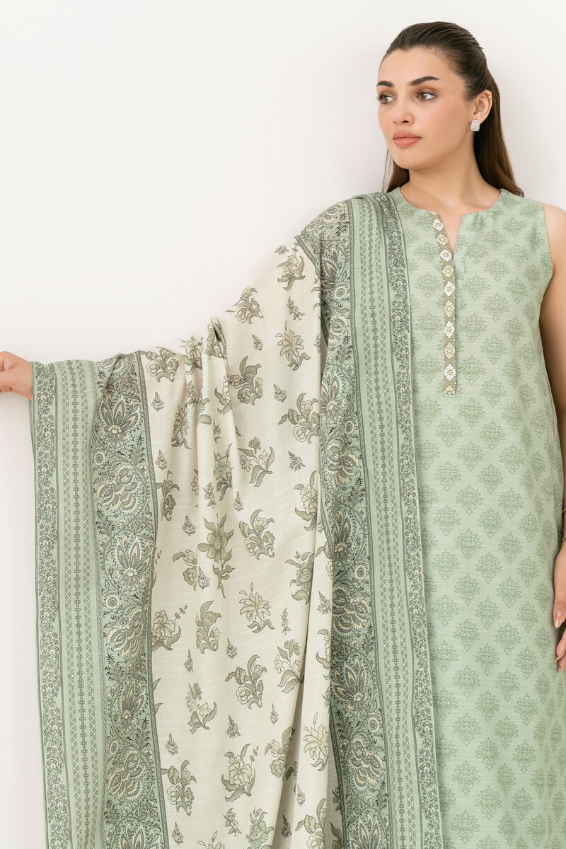 3 Piece - Printed Khaddar Suit