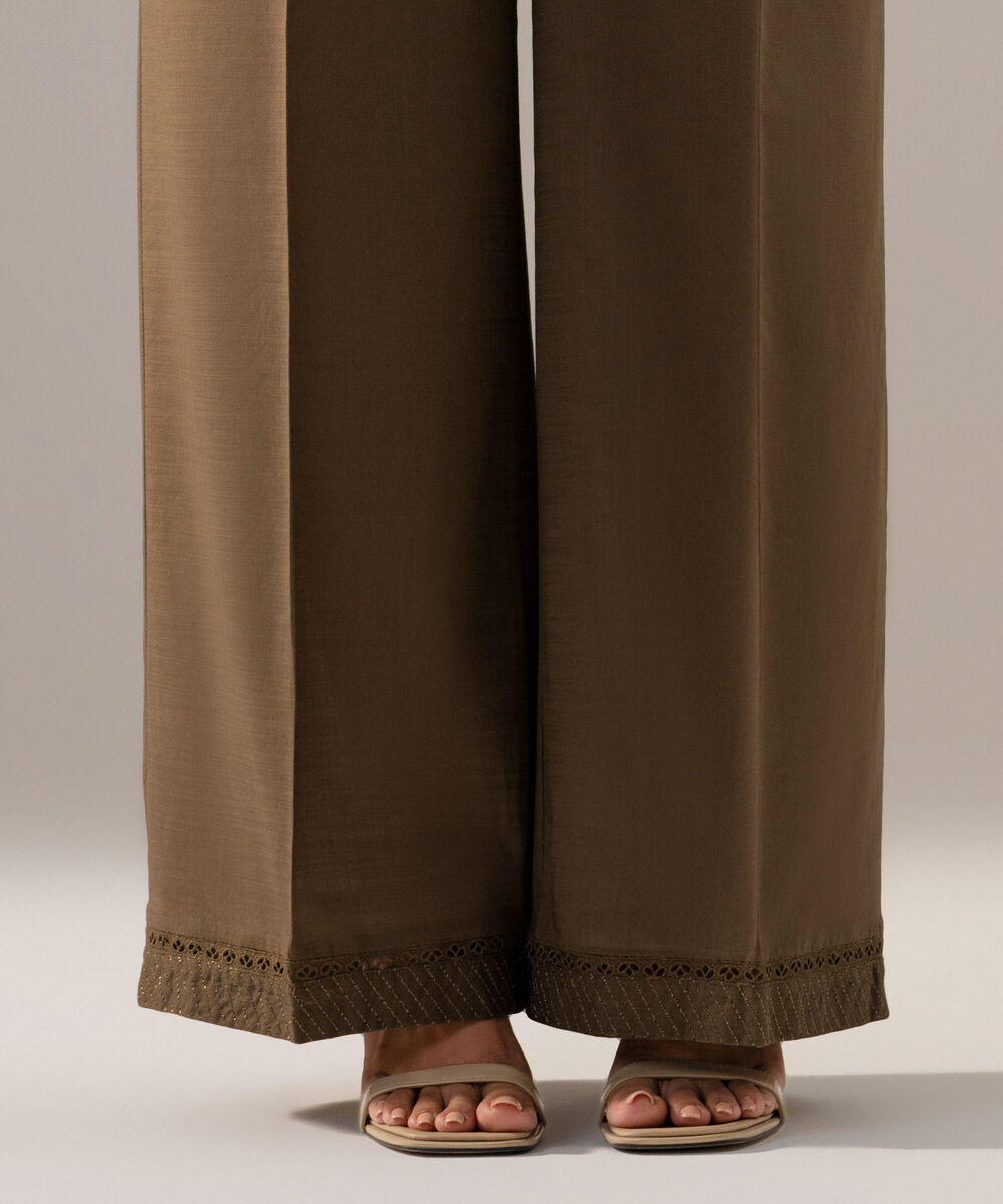 Women's RTW Cross Hatch Solid Muted Green Culotte
