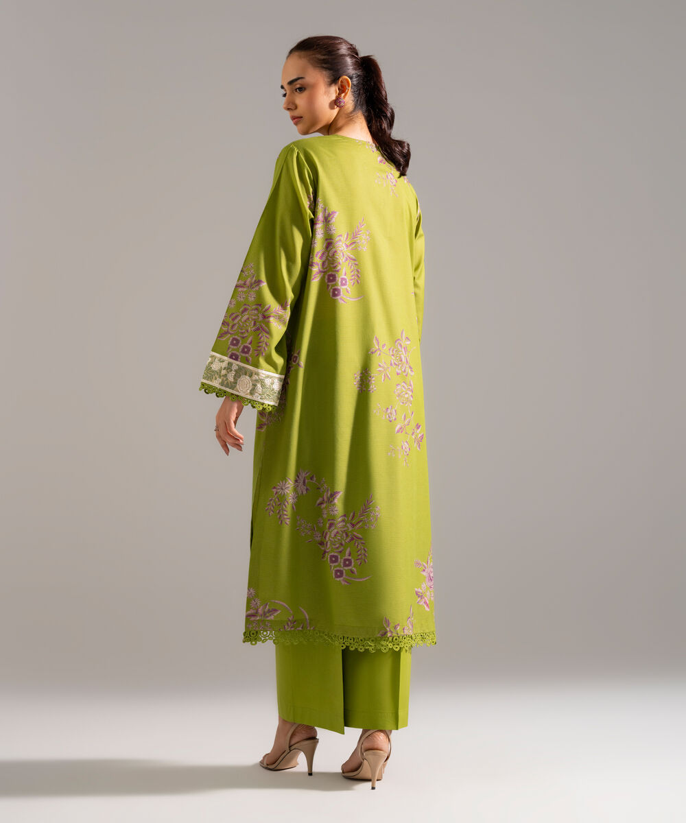 Women's RTW Zari Lawn Embroidered Green Straight Shirt