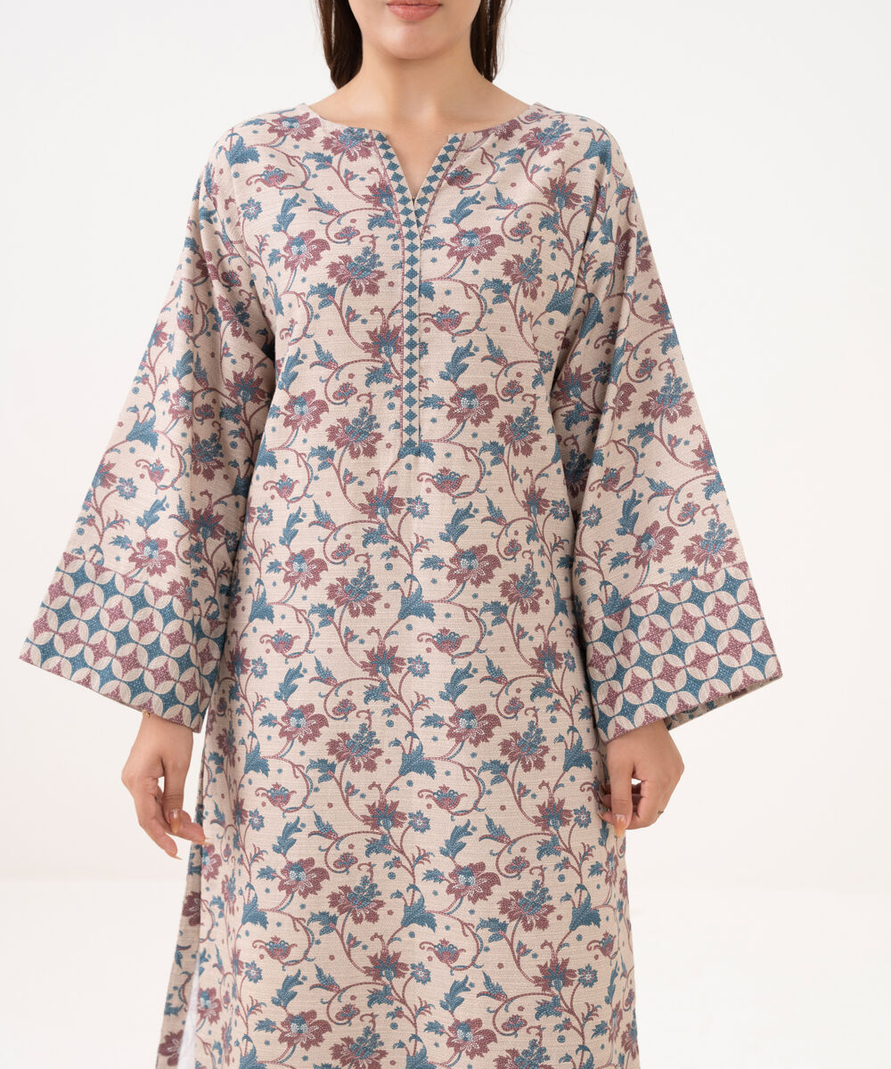 Women's Unstitched Cotton Printed Pink Shirt