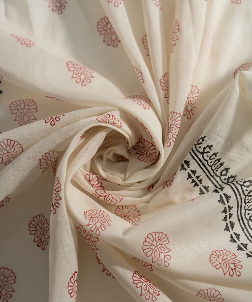 Women's RTW Fine Voil Printed Off White Dupatta