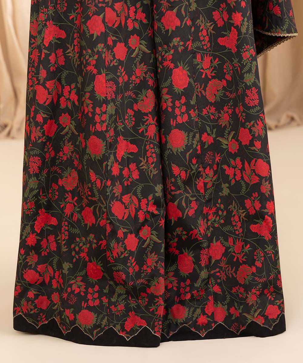 Unstitched Women's Red Blended Grip Silk 3 Piece Suit