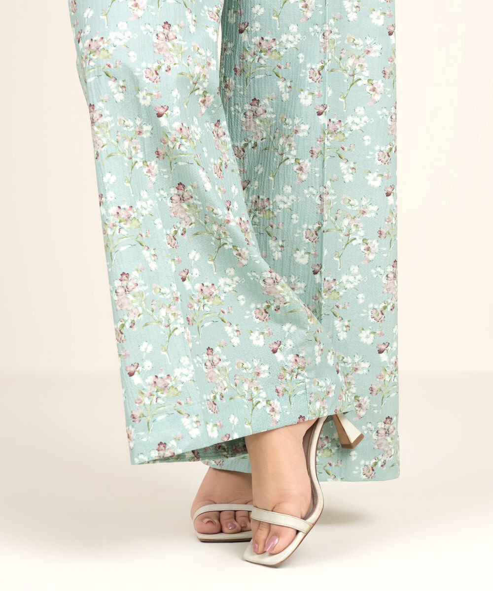 Women's RTW Seersucker Printed Dusty Mint Culottes