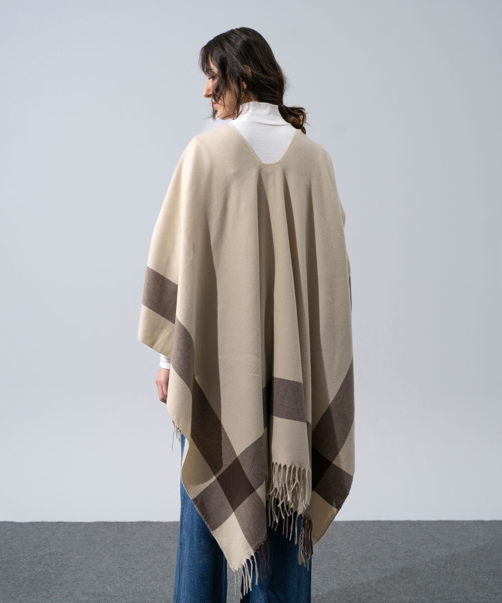 Women's Western Wear Beige Polyester Cape Shawl