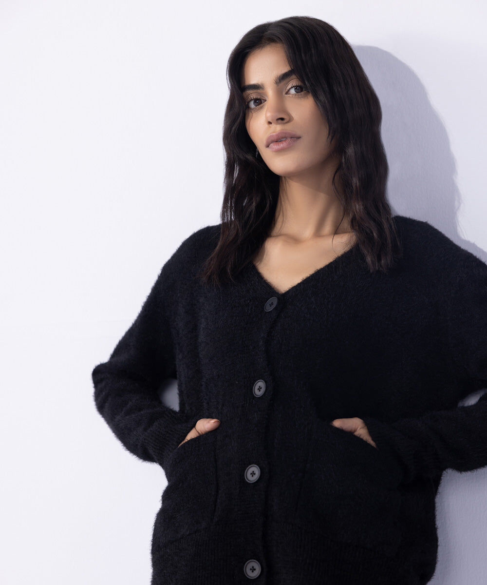 Woman - Black Soft Touch Knit Cardigan