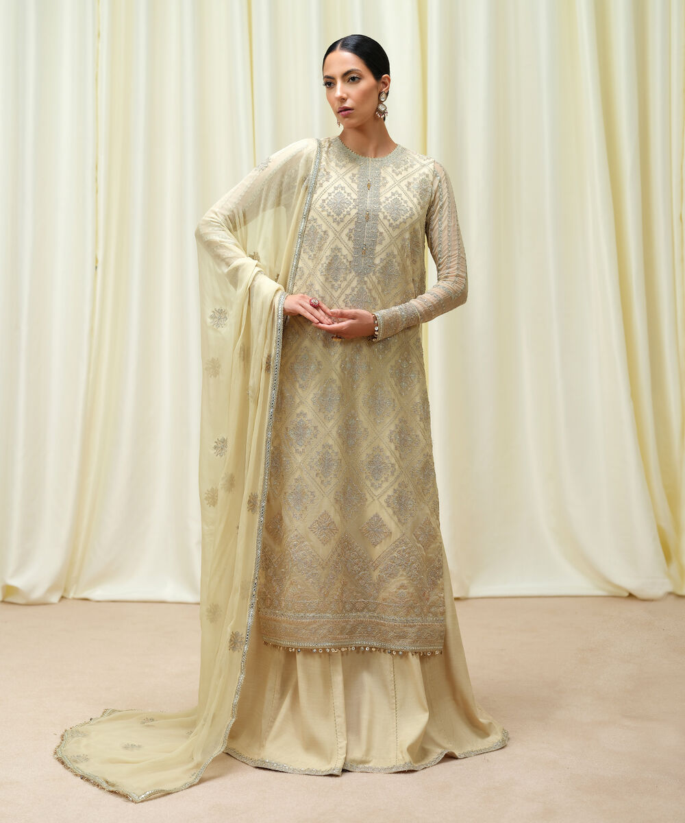 Women's Unstitched Crinkle Chiffon Dyed Three Piece Suit