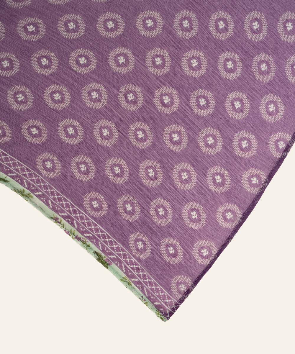 Printed Blended Chiffon Purple Dupatta