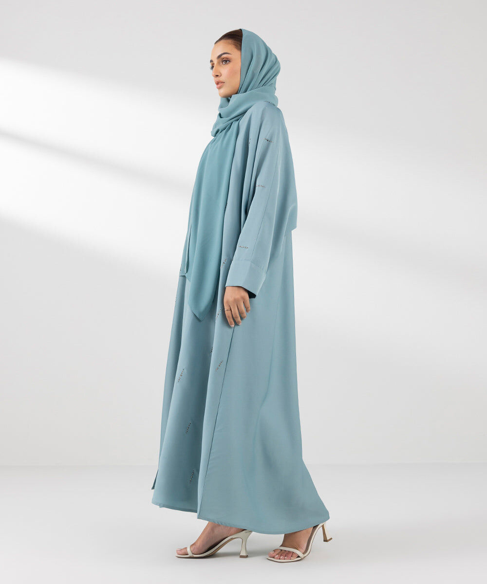 Woman - Blue Button Through Abaya Set