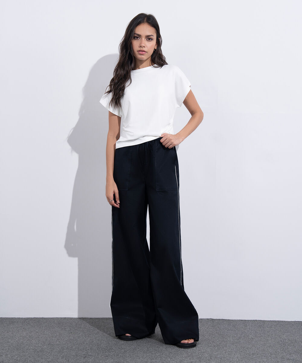 Women's Western Wear Black Linen Blend Pull On Trousers