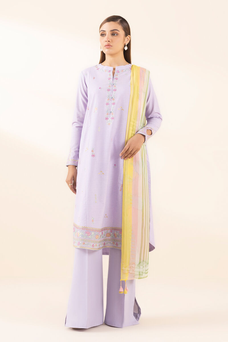 3 Piece - Embroidered Dobby Suit