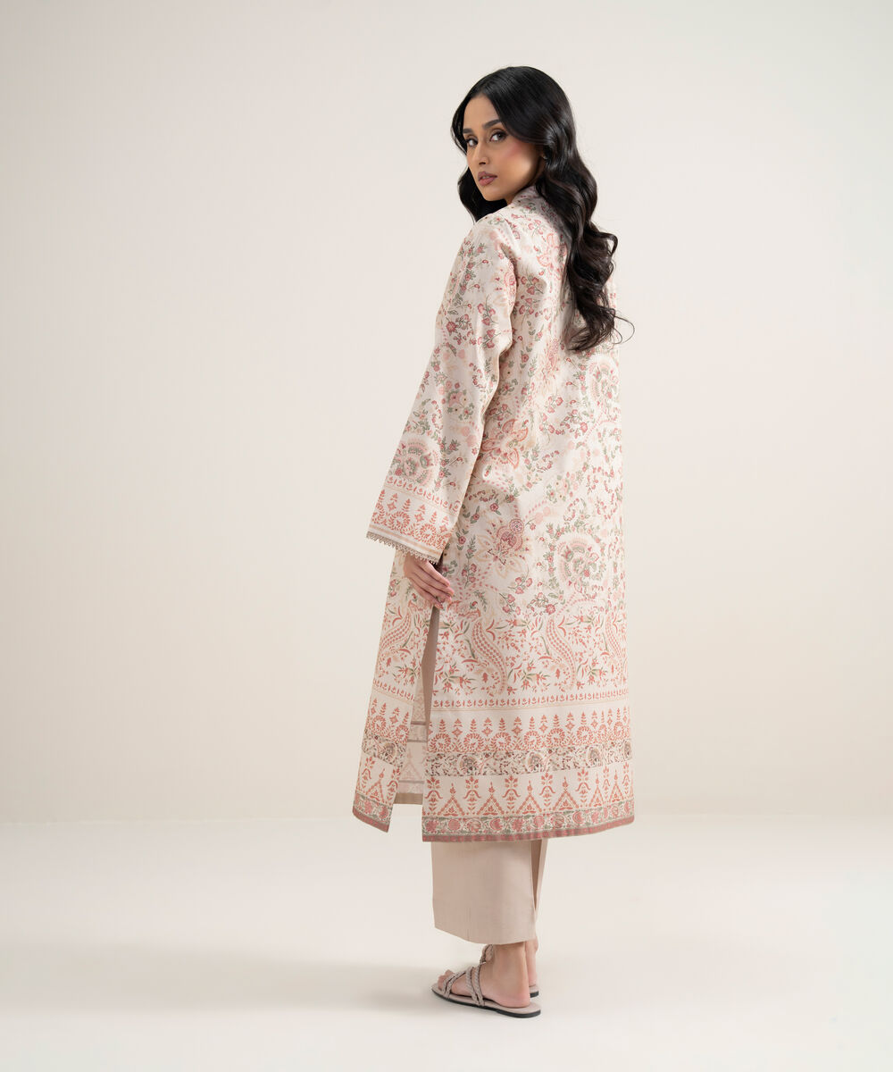 Women's Unstitched Lawn Printed Tea Pink 2 Piece Suit