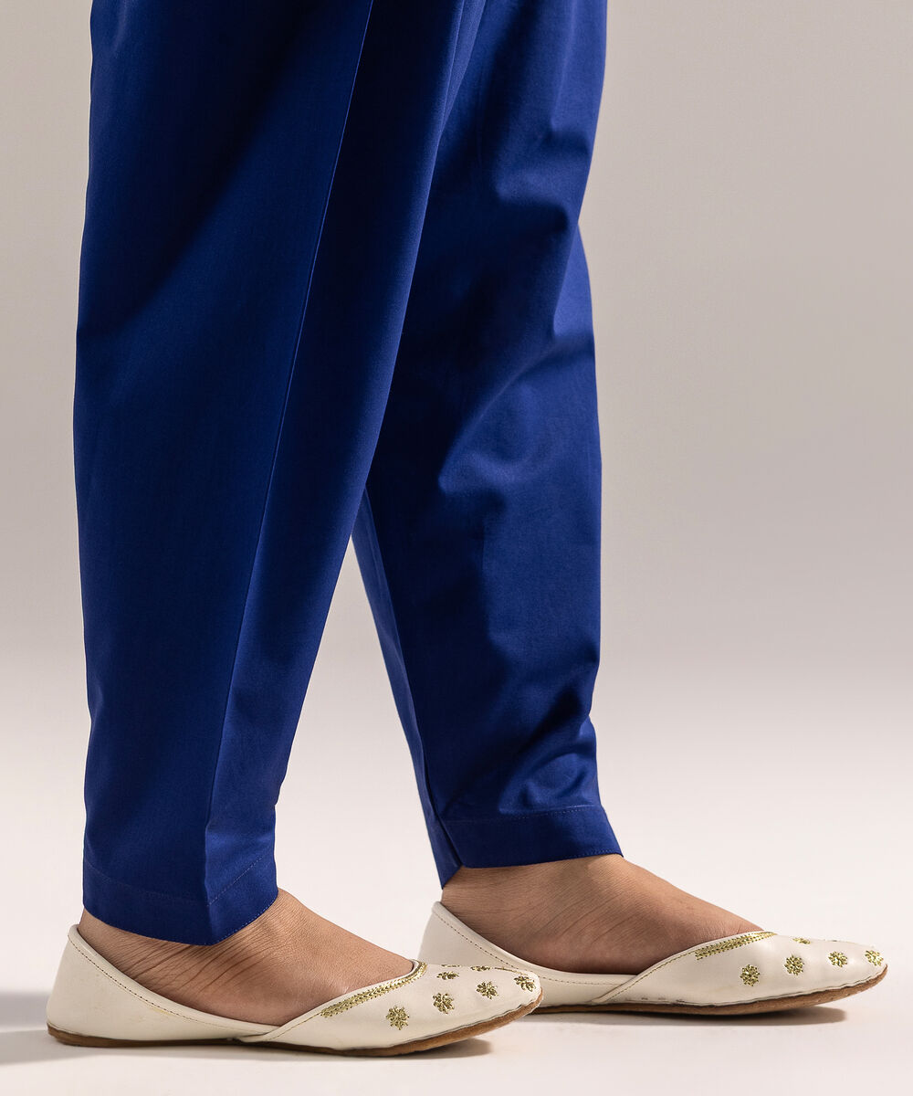 Women's RTW Cambric Solid Dark Blue Skinny Shalwar