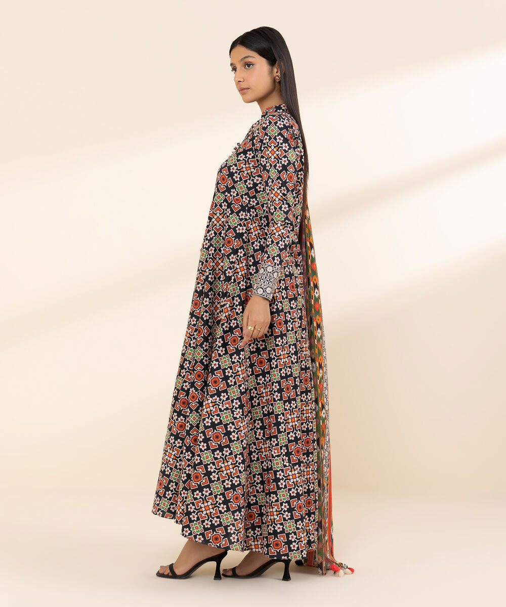 Women's Unstitched Lawn Printed Multi 3 Piece Suit