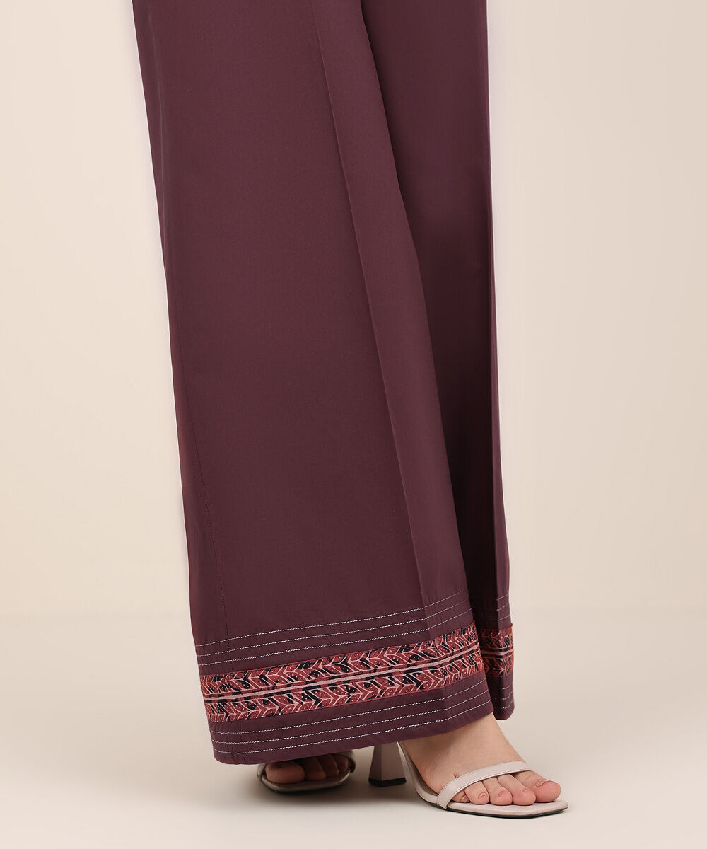 Women's RTW Cambric Red Solid Flared Pants