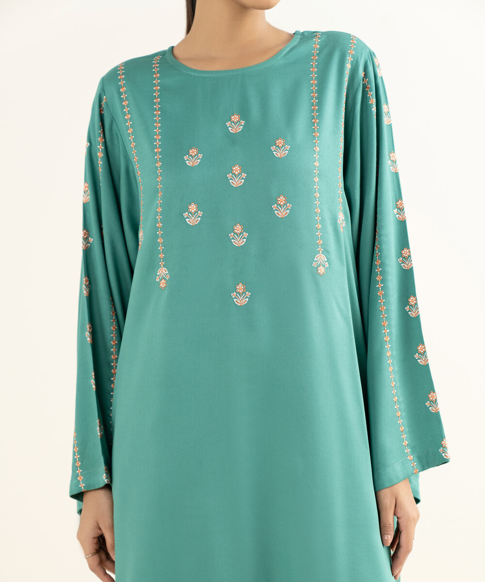 Women's RTW Bedford  Embroidered Sage Green Straight 2 Piece Suit