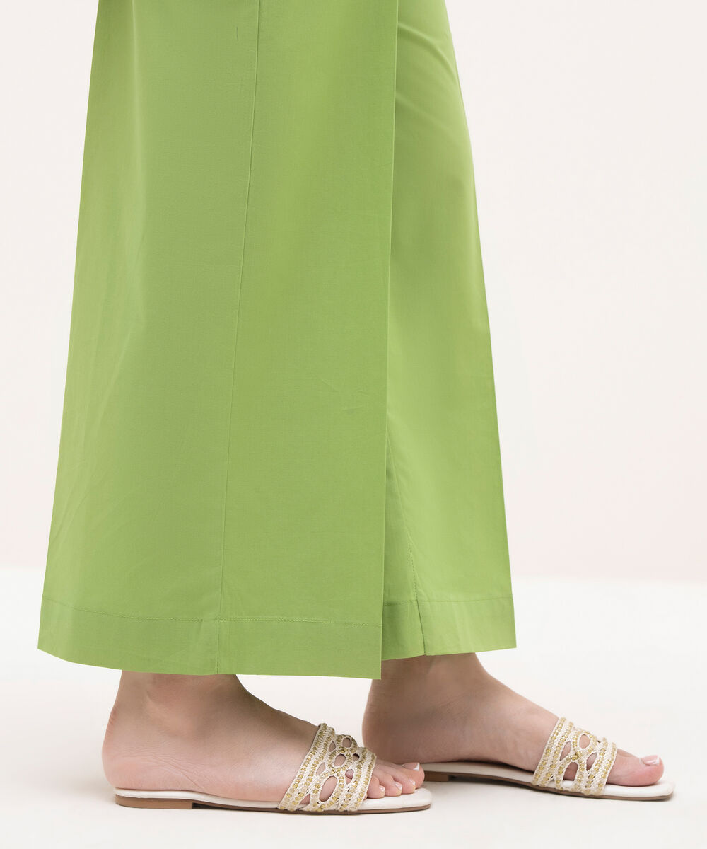 Women's RTW Cambric Green Solid Culottes